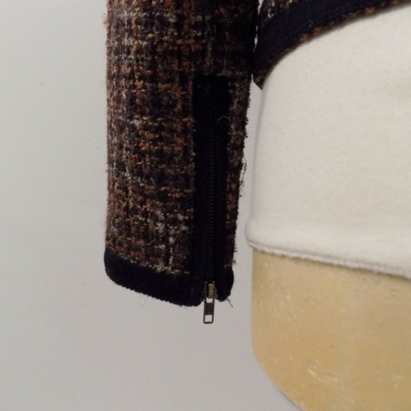 FREE PEOPLE Brown Orange Beige Black Tweed Coat, 2 - Picture 4 of 5